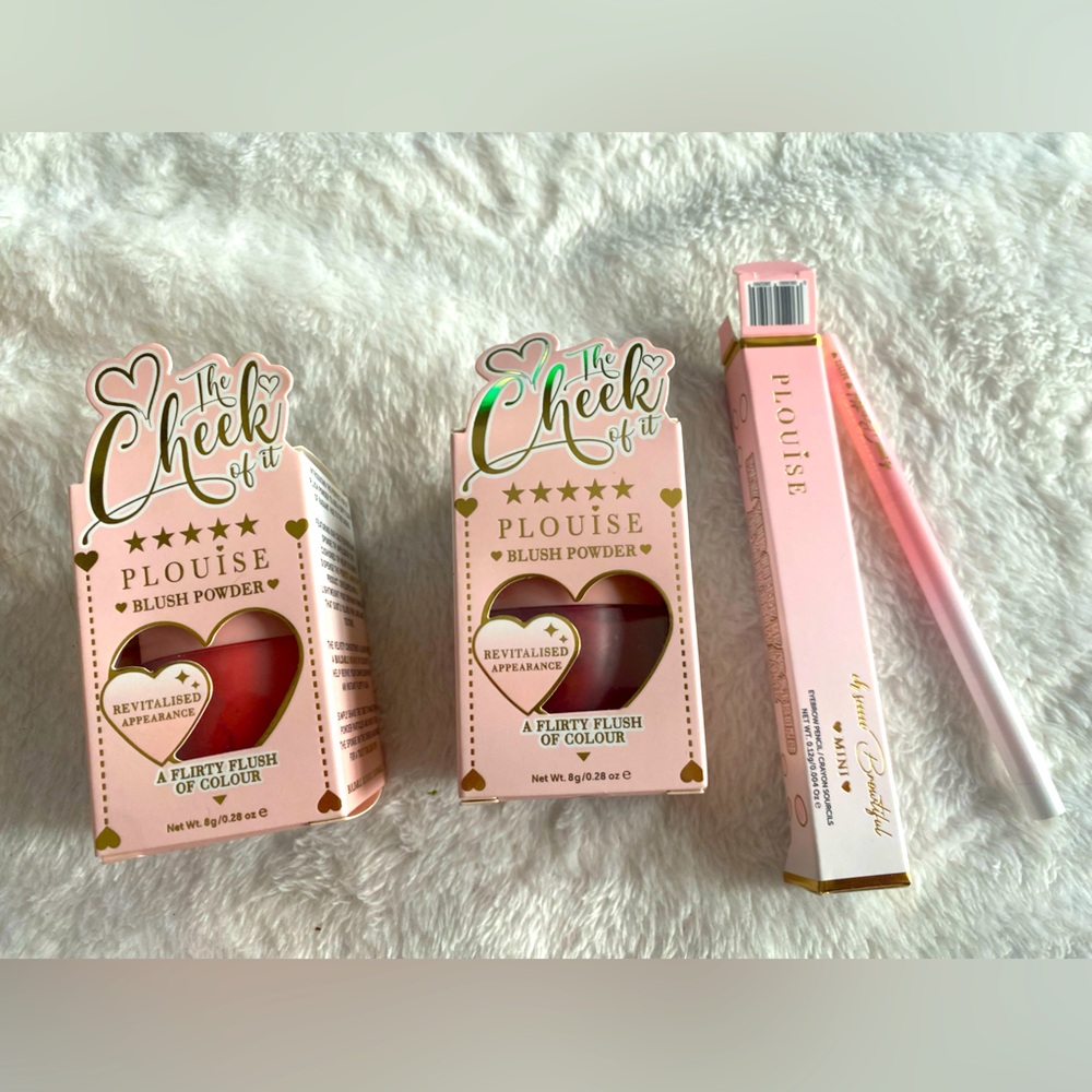 2 PLOUISE The cheek of it blush powder +1 oh so beautiful mini brow pencil
